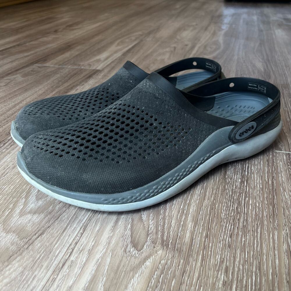 Crocs LiteRide 360 Black Mesh/Slate Gray Sole Clogs Unisex Men's Size 13 Slip-On